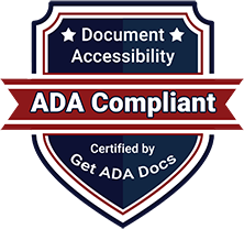 Document accessibility shield certified ADA compliant by Get ADA Docs